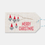 Crafted Christmas Gnome – Linen Modern Holiday ギフトタグ (正面(横))