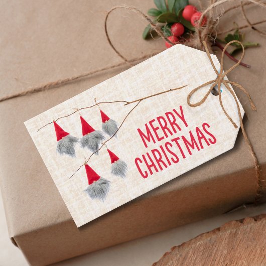 Crafted Christmas Gnome – Linen Modern Holiday ギフトタグ