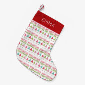 Crafted Christmas Trees – Pink Red Green Xmas スモールクリスマスストッキング (正面 (吊り時))