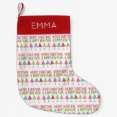 Crafted Christmas Trees – Pink Red Green Xmas スモールクリスマスストッキング (正面)