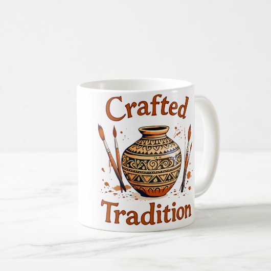 Crafted Tradition Cultural Pottery Design コーヒーマグカップ (正面右)