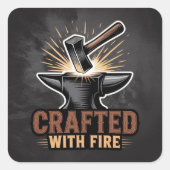 Crafted With Fire – Rustic Artisan Sticker スクエアシール (正面)