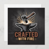 Crafted With Fire – Rustic Artisan Sticker 招待状 (正面/裏面)