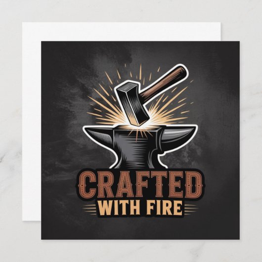 Crafted With Fire – Rustic Artisan Sticker 招待状 (正面/裏面)