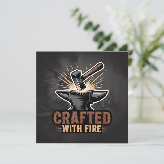 Crafted With Fire – Rustic Artisan Sticker 招待状 (スタンド正面)