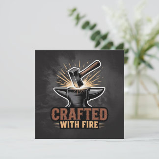 Crafted With Fire – Rustic Artisan Sticker 招待状