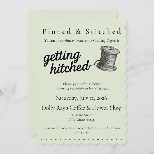 Crafting "Getting Hitched" Sewing Shower Invite 招待状 (正面/裏面)