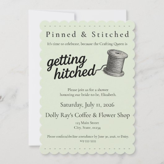 Crafting "Getting Hitched" Sewing Shower Invite 招待状 (正面)