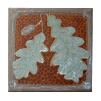  Craftsman Oak leaf Ceramic Decorative tile  タイル
