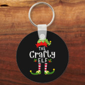 Crafty Christmas Elf Matching Pajama X-mas Party  キーホルダー (正面)