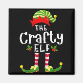 Crafty Christmas Elf Matching Pajama X-mas Party マグネット (正面)