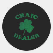Craic Er Funny St. Patrick's Day Shamrock Tee  ラウンドシール (正面)