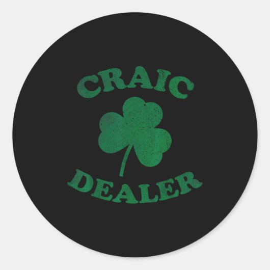 Craic Er Funny St. Patrick's Day Shamrock Tee  ラウンドシール (正面)