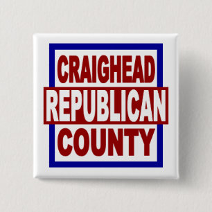 Craighead郡Repubican 2" x 2"正方形ボタン 缶バッジ
