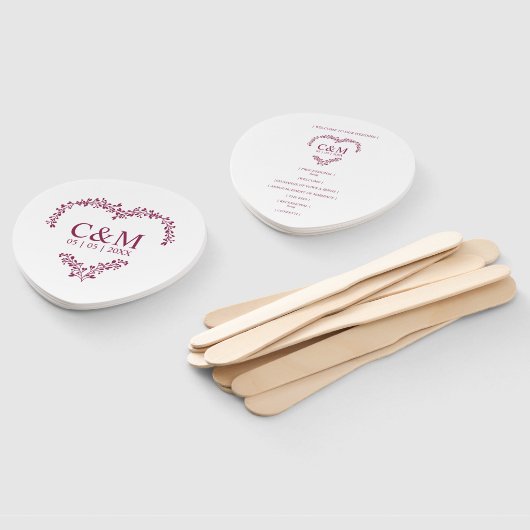 Cramberry Branches Heart with Initials ハンドファン (組立なし)