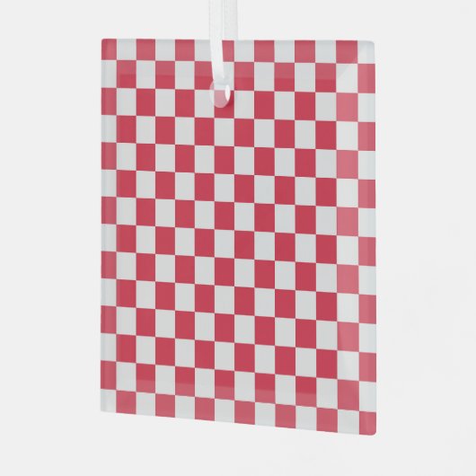 Cranberry fizz checkerboard pattern ガラスオーナメント (正面左)