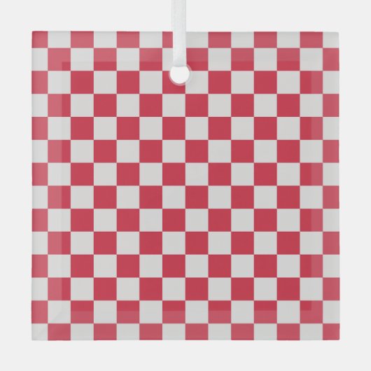 Cranberry fizz checkerboard pattern ガラスオーナメント (正面)