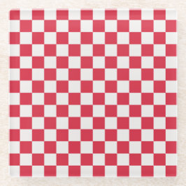 Cranberry fizz checkerboard pattern ガラスコースター