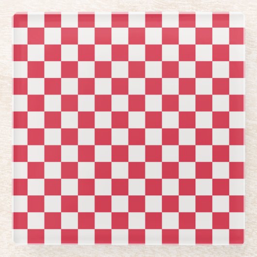 Cranberry fizz checkerboard pattern ガラスコースター (正面)