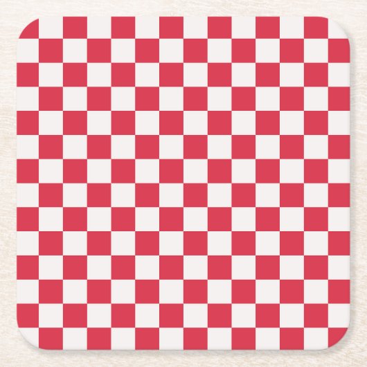 Cranberry fizz checkerboard pattern スクエアペーパーコースター (正面)