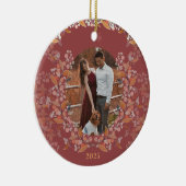 Cranberry Gold Framed Photo Holiday セラミックオーナメント (右)