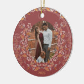 Cranberry Gold Framed Photo Holiday セラミックオーナメント (左)