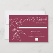 Cranberry Hand Drawn Foliage Wedding Response Card 出欠カード (正面)