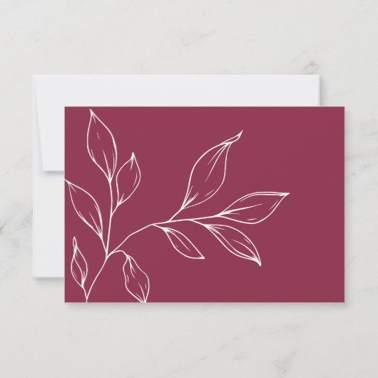 Cranberry Hand Drawn Foliage Wedding Response Card 出欠カード (裏面)