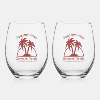 Cranberry Palms Stemless Wine Glasses ステムなしワイングラス
