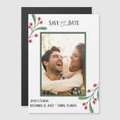 Cranberry Photo Holiday Save the Date Invitation  (正面/裏面)