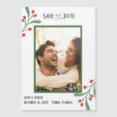 Cranberry Photo Holiday Save the Date Invitation  (正面)