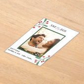 Cranberry Photo Holiday Save the Date Invitation  アクリル招待状 (レイダウン)