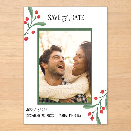 Cranberry Photo Holiday Save the Date Invitation  アクリル招待状