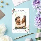 Cranberry Photo Holiday Save the Date Invitation  アクリル招待状 (インサイチュ (ウェディング))