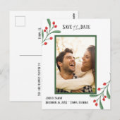 Cranberry Photo Holiday Save the Date Invitation  ポストカード (正面/裏面)