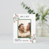 Cranberry Photo Holiday Save the Date Invitation  出欠カード (スタンド正面)