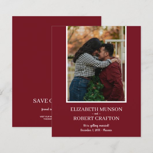 Cranberry Photo Wedding Save The Date (正面/裏面)