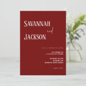 Cranberry Red Modern Elegant Wedding Invitation 招待状 (スタンド正面)