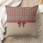 Cranberry Red, White and Tan Plaid クッション (ブランケット)