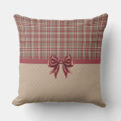 Cranberry Red, White and Tan Plaid クッション (正面)