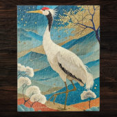 Crane Bird with Mountains and Fall Trees Japanese ジグソーパズル