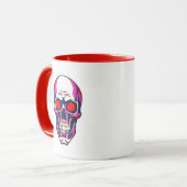 Crâne démon avec yeux rouges et couleurs néon. マグカップ (正面左)