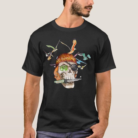Crâne du Pirate caraïbe couleurs. Tシャツ (正面)