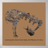 Crane Eating Fish, Mimbres Pottery Design Poster ポスター (正面)