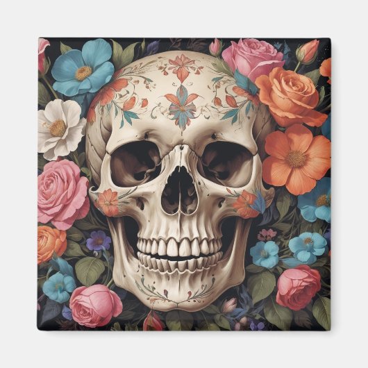 Crâne fleuri マグネット (正面)