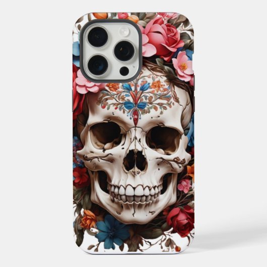 💀 Crâne Fleuri Élégant 🌸 iPhoneケース (裏面)