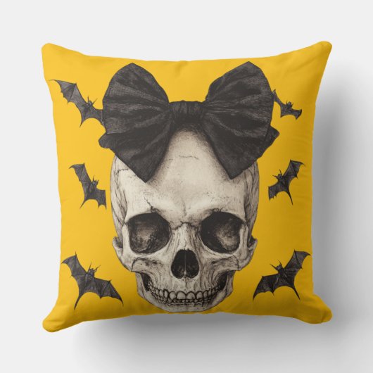 🦇 Crâne Gothique avec Noeud クッション (裏面)