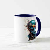 Crâne mécanique au style cyberpunk. マグカップ (正面右)