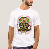 Crâne mexicain avec symbole et moustache tシャツ (正面)