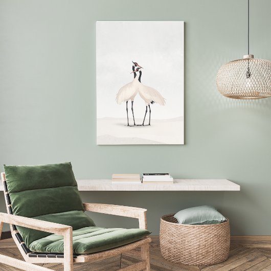 Crane Minimalist Aesthetic White Beige B-3 ポスター